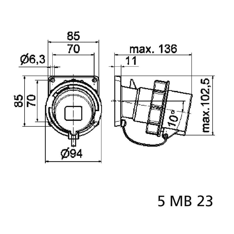 Bals Elektrotech - CEE-Gerätestecker (IEC 60309) Anbau-Gerätestecker 27027 4p 400V bis 440V