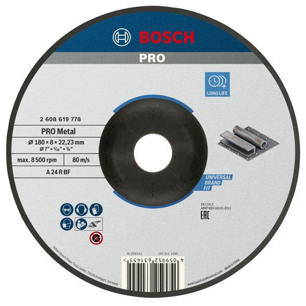 Bosch - Trenn-/Schleifscheibe PRO Metal Schleifscheibe, 2608619778 180 x 8 x 22.23 mm