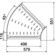 OBO Bettermann - Bogen für Kabelrinne Bogen 45 Grad RB 45 150 FS 110x500 bandverzinkt