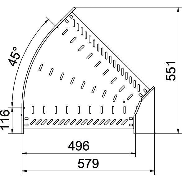 OBO Bettermann - Bogen für Kabelrinne Bogen 45 Grad RB 45 150 FS 110x500 bandverzinkt
