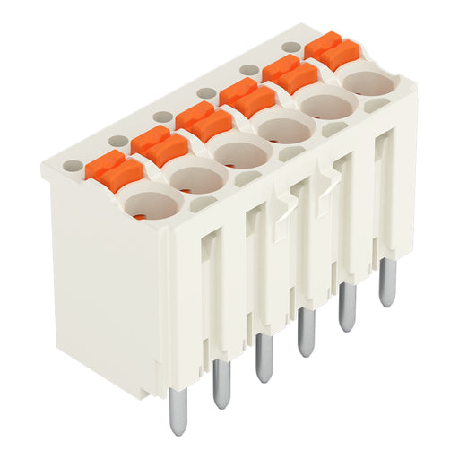 WAGO - Leiterplattensteckverbinder 1-Leiter-THR-Federleiste 2091-1176/200-000 CAGE CLAMP,lichtgrau − 100 Stück