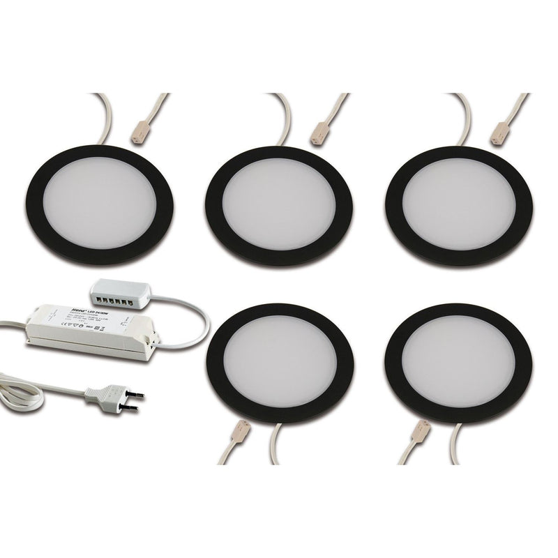Hera - Downlight/Strahler/Flutlicht LED Einbauleuchte 5er - Set FAR 68 #61060550303 nw, schwarz