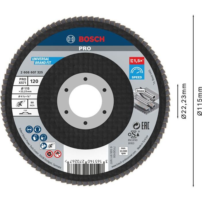 Bosch - Trenn-/Schleifscheibe PRO X571 2608607325 Fächerschleifscheibe
