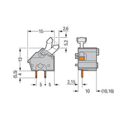 WAGO - Leiterplattenklemme Anreihbare Leiterplattenk. 256-763/332-000/999- Drücker,2,5mm²,lgr − 100 Stück