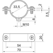 OBO Bettermann - Befestigungsschelle für Kabel/Rohre Abstandschelle 2900WM10 33.5 FT m.Gewindeanschluss − 25 Stück