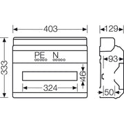 Hensel - Installationskleinverteiler KV 90-Automatengehäuse KV 9118 M 18TE IP65 metr.Vorpr