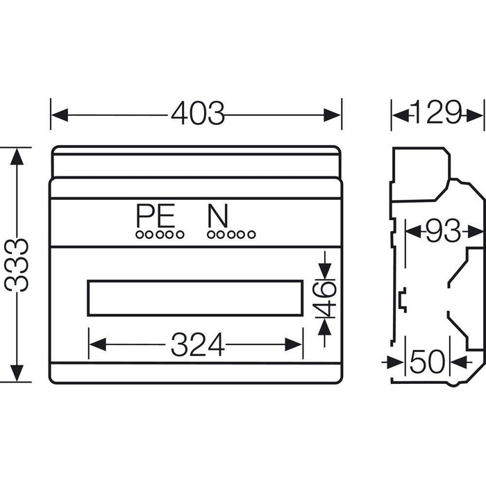 Hensel - Installationskleinverteiler KV 90-Automatengehäuse KV 9118 M 18TE IP65 metr.Vorpr − 1 Stück
