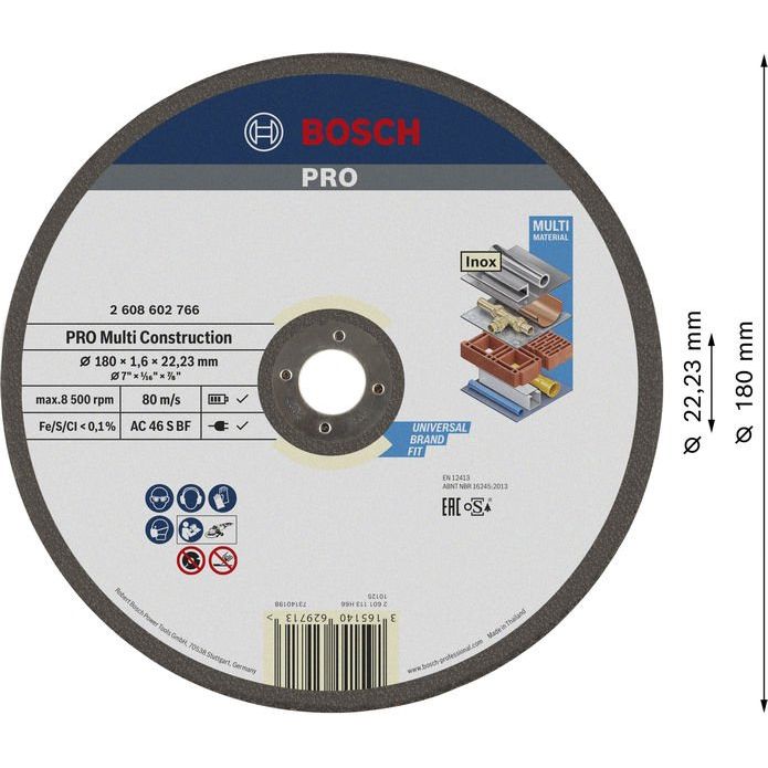 Bosch - Trenn-/Schleifscheibe PRO Multi Material 2608602766 Trennscheibe 180 x