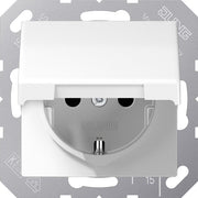 Jung - Abdeckung/Bedienelement für Installationsschalterprogramme Klappdeckel AS 1520 KLPL WW mit SCHUKO Topf