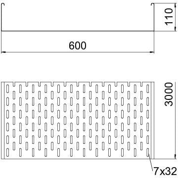 OBO Bettermann - Kabelrinne MKS gelocht MKS 160 FS 110x600x3000 Stahl − 3 Meter
