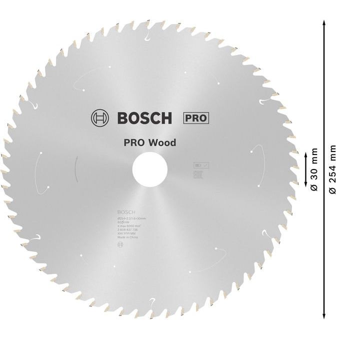Bosch - Kreissägeblatt PRO Wood cordless 2608837736 Kreissägeblatt 254 x