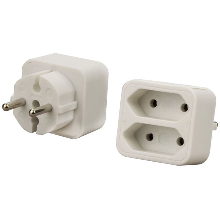 E+P Elektrik - Stecker/Kupplung ohne Schutzkontakt Doppelstecker EA 2 LOSE ws