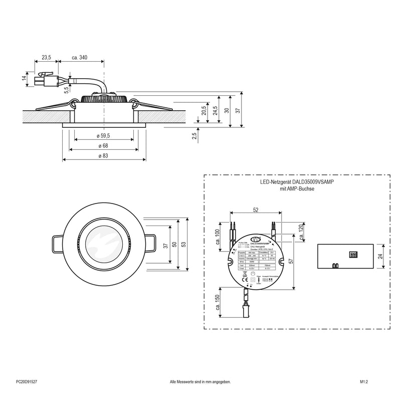 EVN Lichttechnik - Downlight/Strahler/Flutlicht LED-Deckenleuchte PC20D91527 DALI