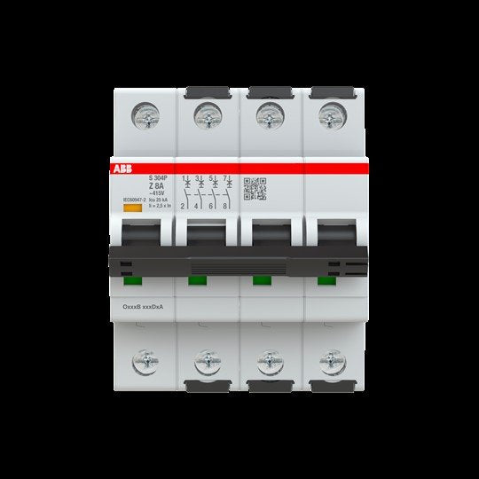 ABB Stotz S&amp;J - Leitungsschutzschalter Sicherungsautomat S304P-Z8 25kA, 8A, 4P  − 1 Stück
