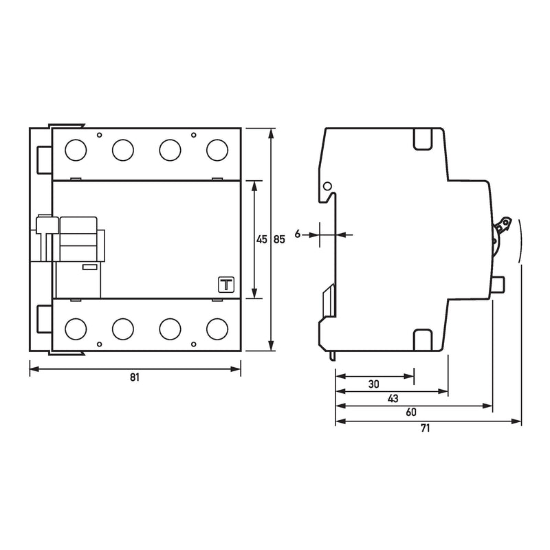 Doepke - Fehlerstrom-Schutzschalter mit Zusatzeinrichtung FI-Schalter DFS4 040-4/0,03-A NA
