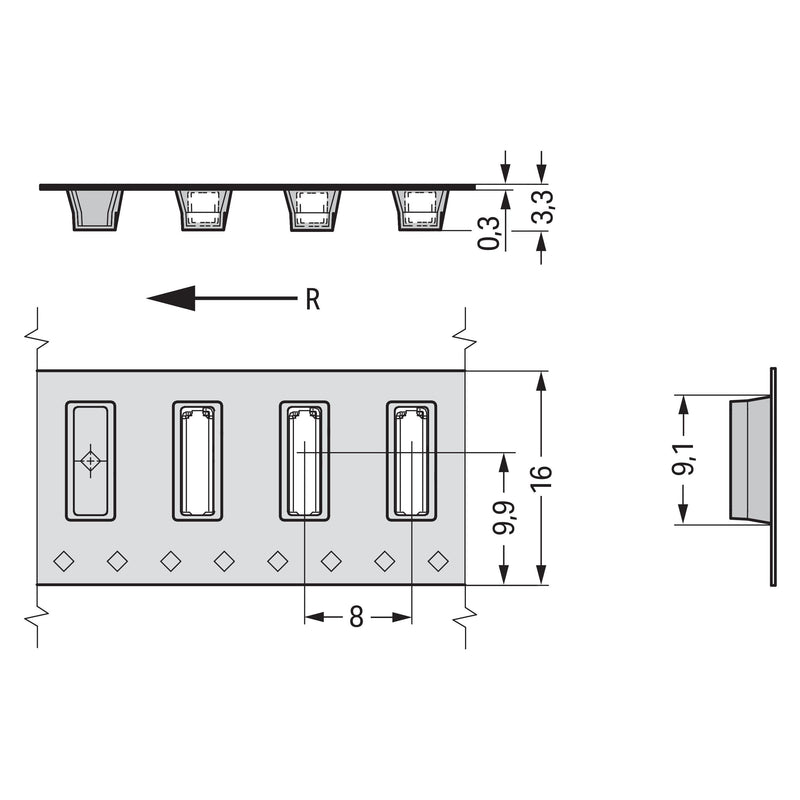 WAGO - Ein- und mehrpolige Klemmenleiste SMD-Leiterplattenklemme 2065-101/998-403 Maß 6mm,silberfarben − 31800 Stück