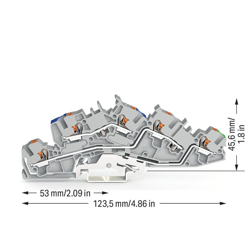 WAGO - Installations-Etagenklemme Installationsetagenklemme 2205-7646 4 mm² mit Drücker − 50 Stück