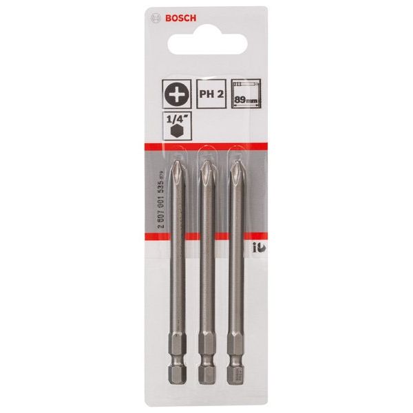 Bosch - Bit Schrauberbit Extra-Hart PH 2607001535 2, 89 mm, 3er-Pack