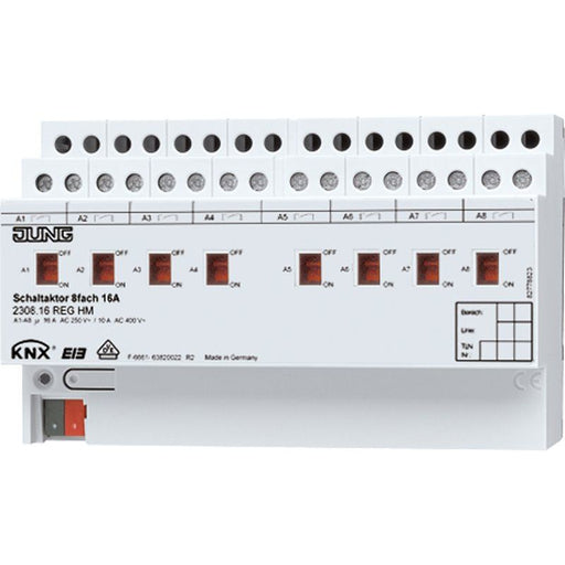 Jung - Bussystem-Schaltaktor KNX Schaltaktor 8-fach 2308.16 REGHM REG Gehäuse 8TE
