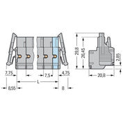 WAGO - Kabelsteckverbinder für Leiterplattensteckverbinder 2-Leiter-Federleiste 231-2208/037-000 CAGECLAMP,2,5mm²,gr − 25 Stück