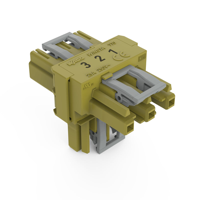 WAGO - Kompaktverteiler für steckbare Gebäudeinstallation T-Verteiler 3-polig 770-1712 Kod. B,hellgrün − 50 Stück