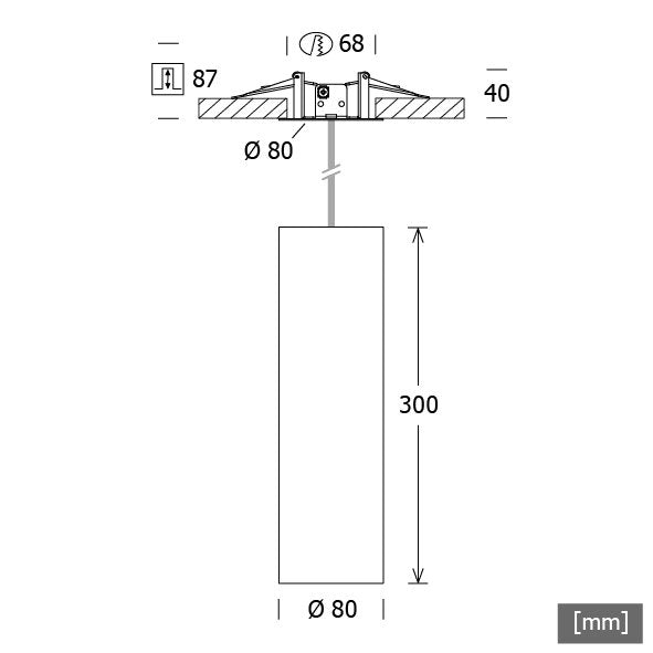 LTS Licht&Leuchten - Pendelleuchte LED-Pendelleuchte FUZYP0801027251 sw 2700K 25°schwar  − 1 Stück