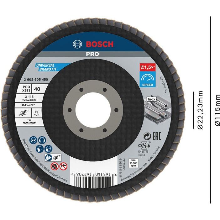 Bosch - Trenn-/Schleifscheibe PRO X571 2608605450 Fächerschleifscheibe