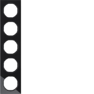 Berker - Abdeckrahmen Rahmen Glas/sw 10152216 5fach