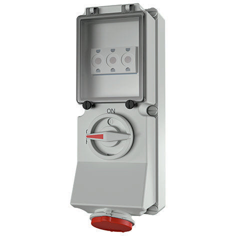 Mennekes - CEE-Steckdose abschaltbar, abgesichert (IEC 60309) Wanddose DUO 5628A 32A,5p,6h,400V,IP44