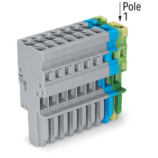 WAGO - Ein- und mehrpolige Klemmenleiste 1-Leiter-Federleiste 769-109/000-038 4mm²,gn-ge/bl/gr − 25 Stück