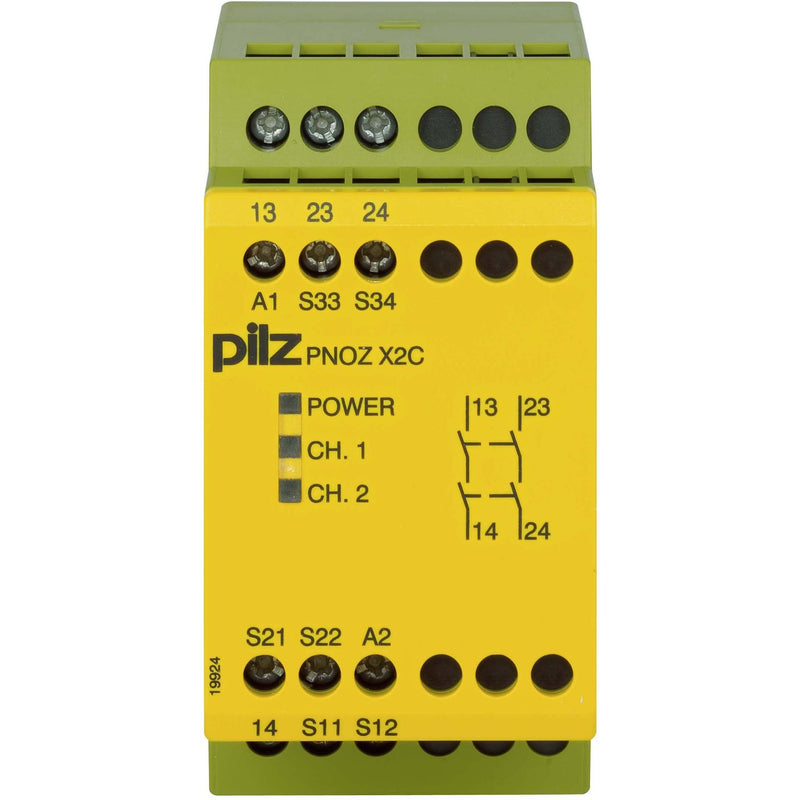 Pilz - Gerät zur Überwachung von sicherheitsgerichteten Stromkreisen Not-Aus-Schaltgerät PNOZ X2C #774304 24VAC/DC 2n/o