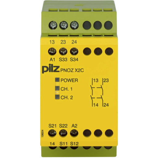 Pilz - Gerät zur Überwachung von sicherheitsgerichteten Stromkreisen Not-Aus-Schaltgerät PNOZ X2C #774304 24VAC/DC 2n/o