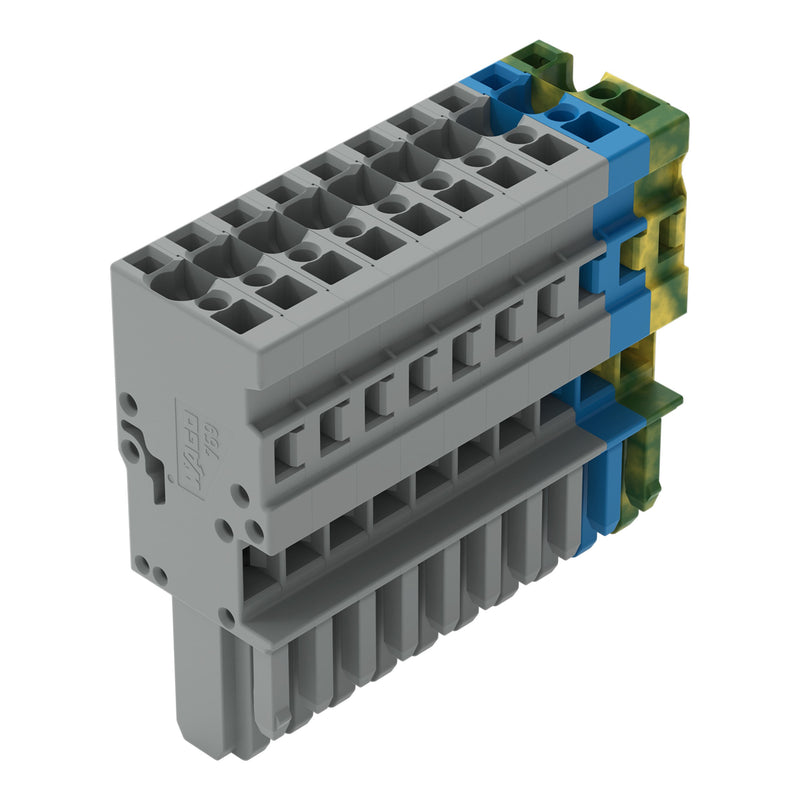 WAGO - Ein- und mehrpolige Klemmenleiste 1-Leiter-Federleiste 769-110/000-038 4mm²,gn-ge/bl/gr − 25 Stück
