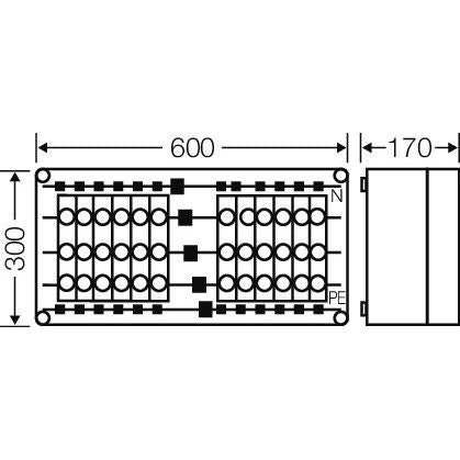 Hensel - Sicherungskasten NZ-Gehäuse Mi 3435 12x3x63A,D02,E18