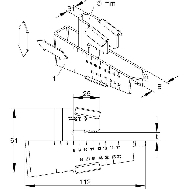 Niedax - Befestigungsklammer Trägerklammer TKM 2 Klemmb.8-20mm, M10 − 25 Stück