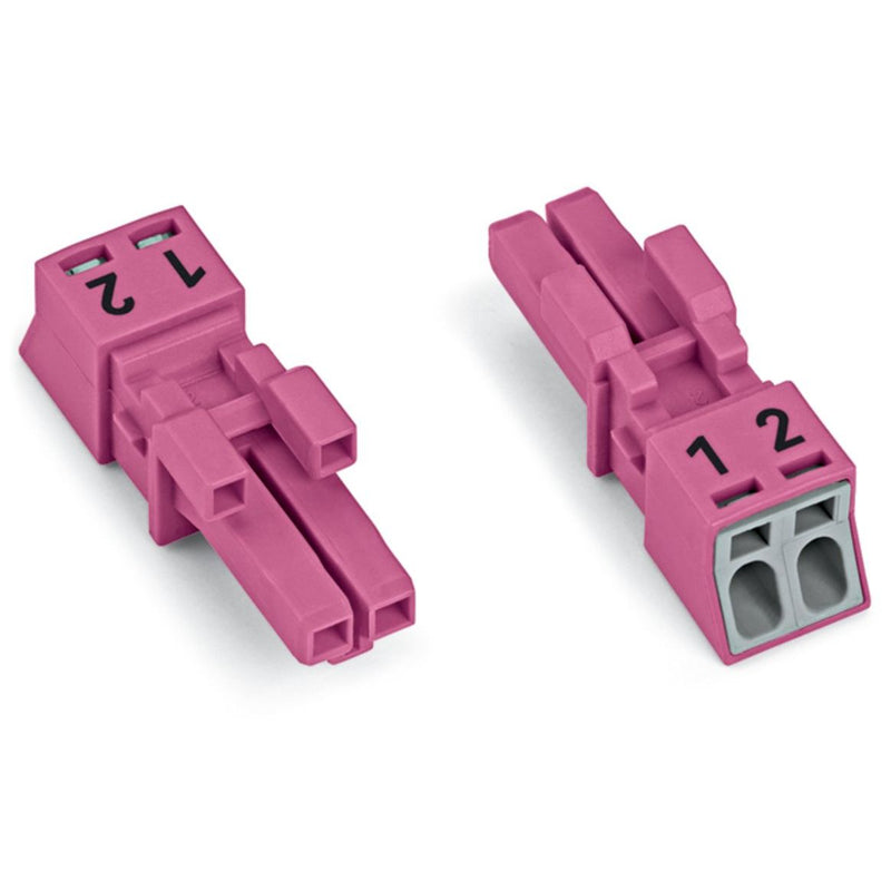 WAGO - Steckverbinder für steckbare Gebäudeinstallation Buchse 2-polig 890-282 Kod. B,pink − 50 Stück