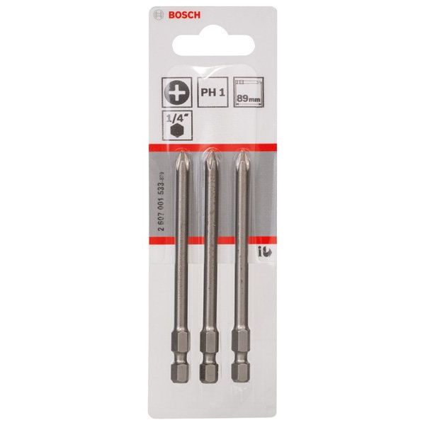 Bosch - Bit Schrauberbit Extra-Hart PH 2607001533 1, 89 mm, 3er-Pack
