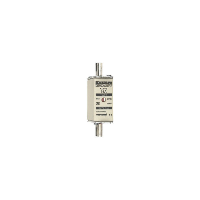 Mersen - Messersicherung NH-Sicherungseinsatz SF NH000GG69V16 Gr.000 gG 16A/690VKM − 3 Stück