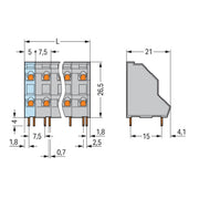 WAGO - Leiterplattenklemme DoppelstockLeiterplattenk. 736-562 2,5mm² − 21 Stück