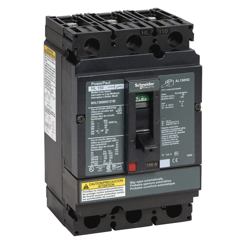 Schneider Electric - Lasttrennschalter Powerpact H 150A NHLF36000S15TW Autom.Switch 3P Busb