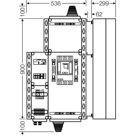 Hensel - Verteilerbaugruppe mit Leistungsschalter PV-Freischaltstelle Mi AE 5253 220kVA, 3-p. m.LS+NA