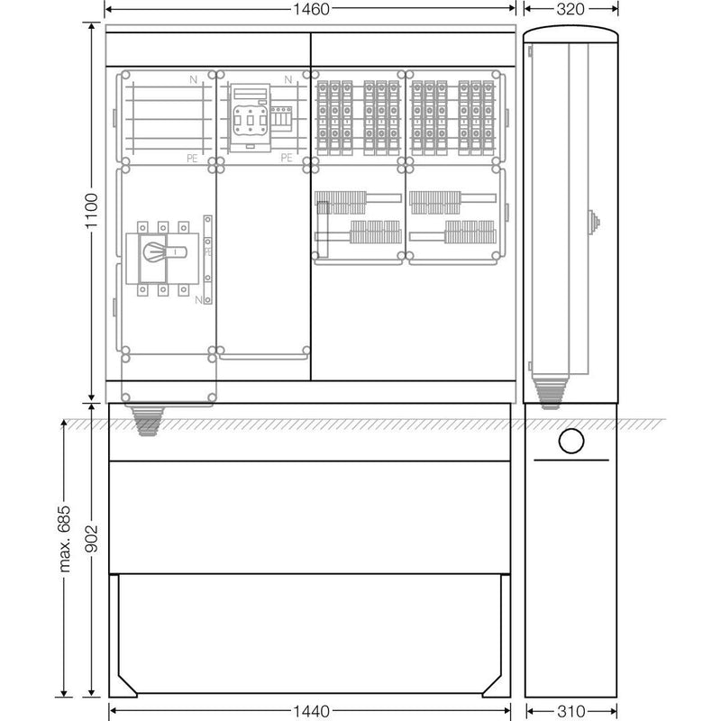 Hensel - Verteilerschrank für Energieversorgung Ladeverteiler Mi EV 11kW 12011 f.12 Ladep. a 11kW