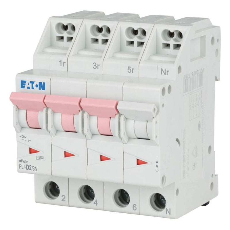 Eaton - Leitungsschutzschalter PLI-D2/3N D 2A, 3p+N Steckkl