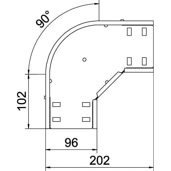 OBO Bettermann - Bogen für Kabelrinne Bogen 90 Grad RB 90 310 FS 35x100 bandverzinkt