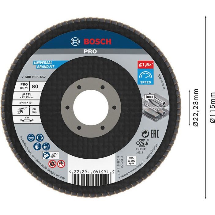 Bosch - Trenn-/Schleifscheibe PRO X571 2608605452 Fächerschleifscheibe