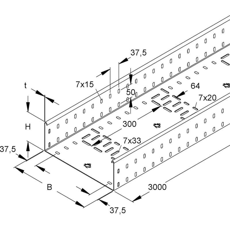 Niedax - Kabelrinne Kabelrinne schwer RSSKP 110.500 S OV 3m, m.Kombilochung − 6 Meter