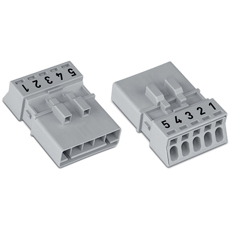 WAGO - Steckverbinder für steckbare Gebäudeinstallation Stecker 5-polig 890-255 Kod. B,grau − 50 Stück