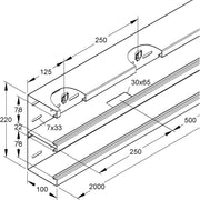 Niedax - Geräteeinbaukanal GK-Unterteil DKU 220-78T100 WA 220x100x2000mm − 4 Meter