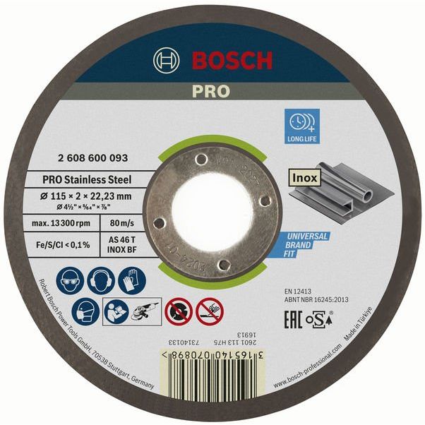 Bosch - Trenn-/Schleifscheibe PRO Stainless Steel 2608600093 Trennscheibe 115 x 2 − 25 Stück