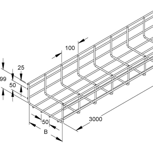 Niedax - Gitterrinne U-förmig MTS 105.400 F 105x400x3000mm − 3 Meter